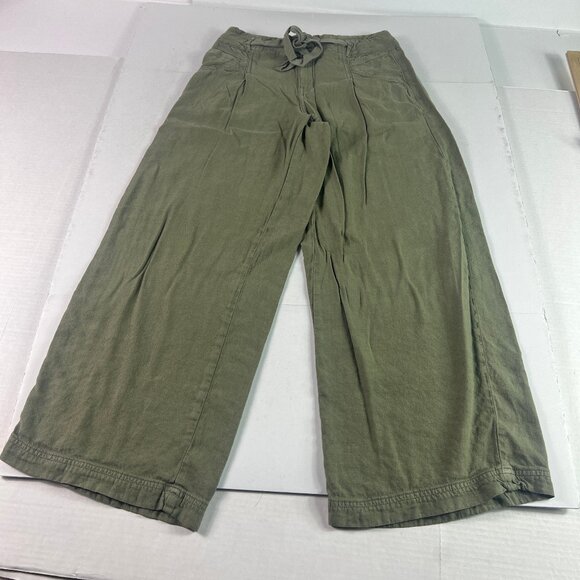 American Eagle Linen Blend Pants Women's 27x26* High Rise Wide Leg Green Tag 2S - Picture 1 of 16